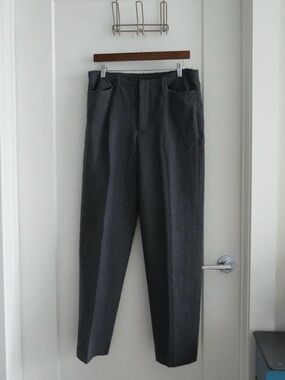 TANAKA 100% Wool Grey Raw Hem Trousers